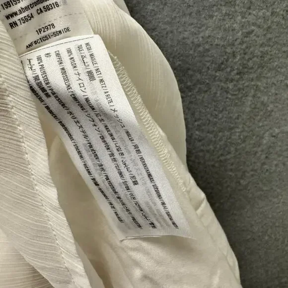 Abercrombie & Fitch Dress Womens Large Cream White Lace Floral Chiffon Midi - Picture 7 of 10